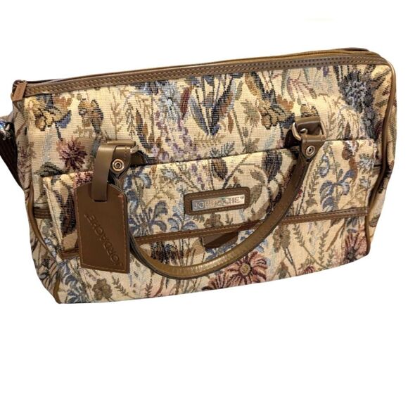 Vintage Handbags - Vintage 90s Jordache Floral Tapestry Zip‎ Shoulder Strap Duffel Travel Bag Boho